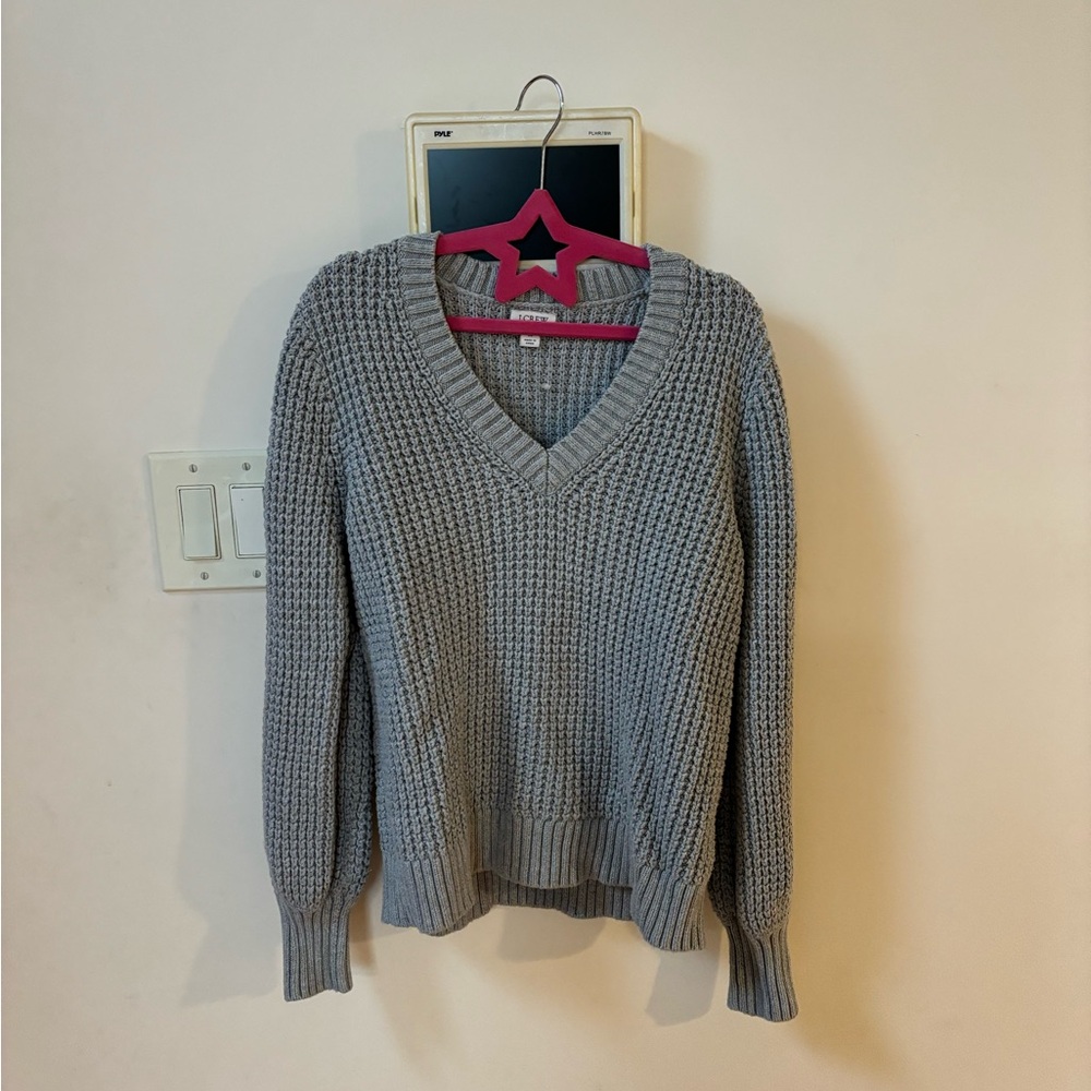 J. Crew knit v neck sweater grey